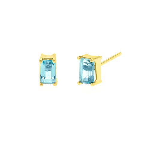 Aretes Topacio Azul Rectangular Oro K Baliq