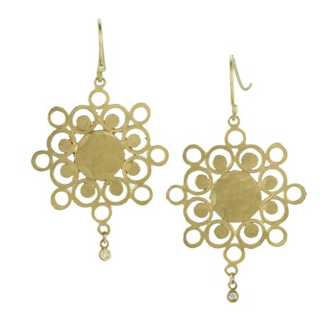 Ananda Khalsa Hammered Open Mandala Drop Earrings Quadrum Gallery