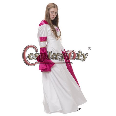 Cosplaydiy Medieval Dress White Renaissance Dress Hooded Wedding Costume