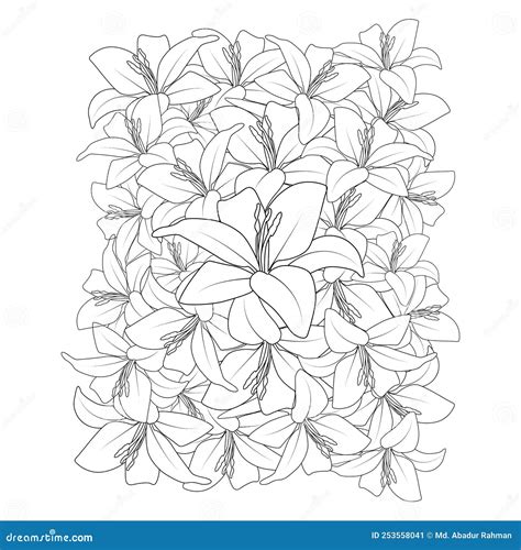 Desenho De Página De Coloração De Flores De Lírio Pintura De Linha