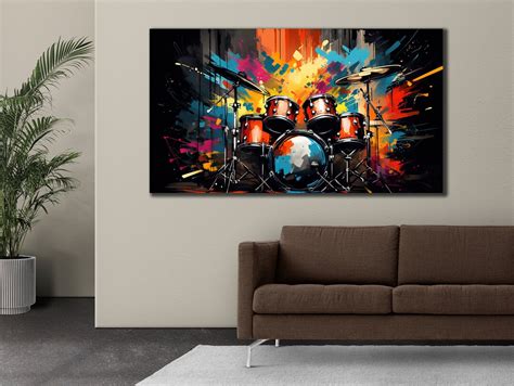 Drums Wall Decor, Graffiti Drums Canvas, Musical Instrument Poster, Drums Artwork, Drummer Gift ...