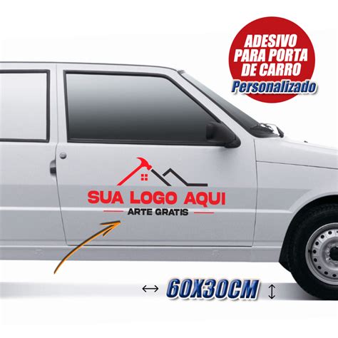 Adesivo Para Porta Carro Personalizado Logo 2 Uni 60x30cm Criamos Sua