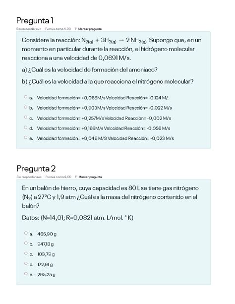 Pa Quimica Cuestionario Reacciones Quimicas Studocu