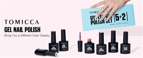 Tomicca Uv Nagellack Set 5 Farben Gel Nagellack Mit Base And No Wipe Top