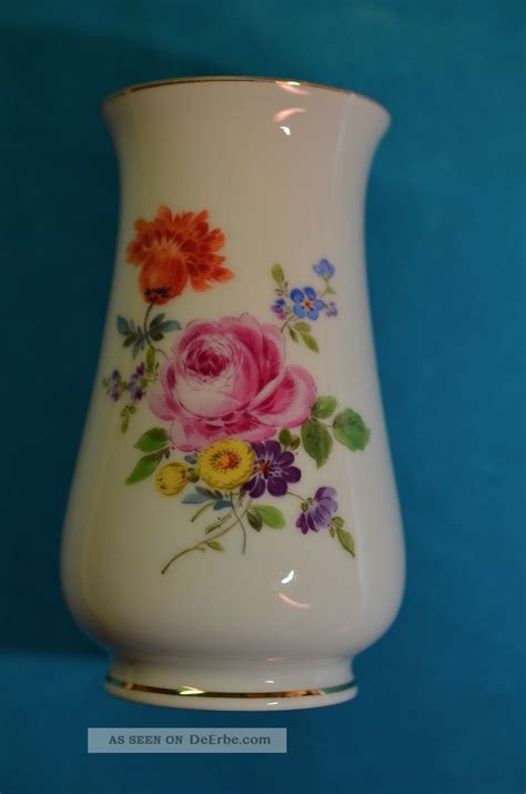 Originale Meissen Vase Blumenmuster M Goldrand