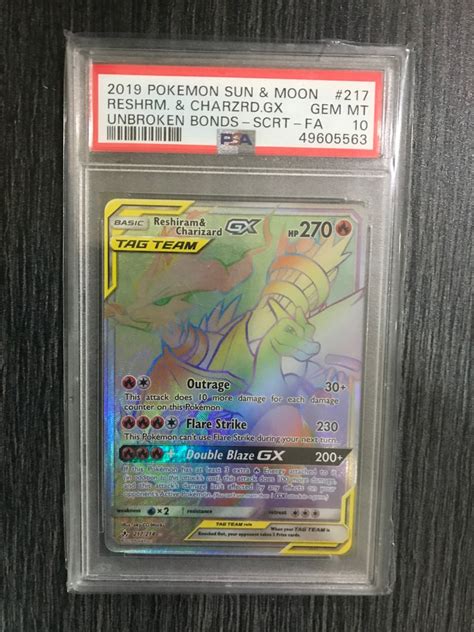 PTCG Pokemon Card Charizard Reshiram GX Unbroken Bonds Rainbow Hyper