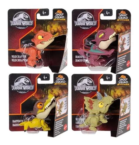 Jurassic World Snap Squad Attitudes Mordelones Pack De 4pzas Envío Gratis