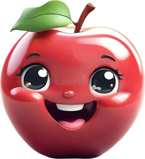 Adorable Cartoon Apple Grins With Rosy Cheeks Stock Illustration