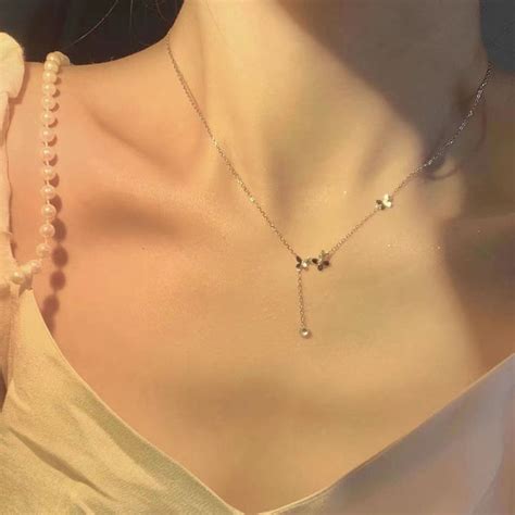 New Butterfly Necklace For Women Cute Shiny Zircon Clavicle Chain