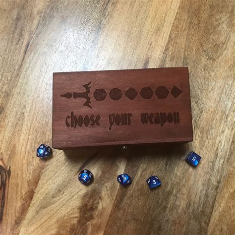 Large Dice Box Choose Your Weapon Engraved Wooden Box Rpg Etsy