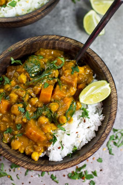 Sweet Potato Chickpea And Spinach Coconut Curry