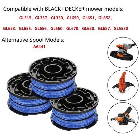 Black Decker Lot De Bobines De Rechange Pour Coupe Bordures Bobine