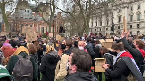 Protesters Rally for Sarah Everard in London's Parliament Square