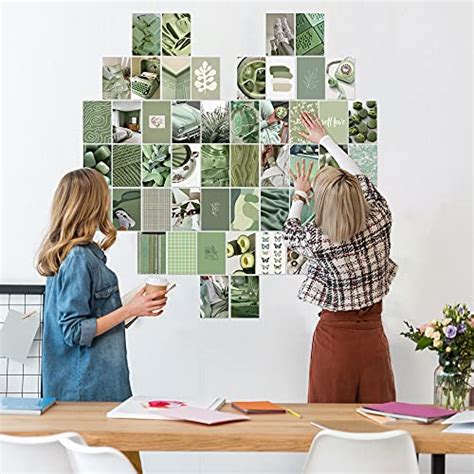 PANTIDE 50Pcs Sage Green Matcha Aesthetic Wall Collage Kit Poster Photo