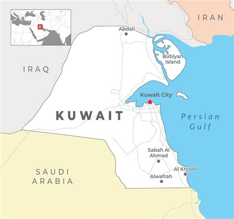 Kuwait Political Map with capital Kuwait city, most important cities ...