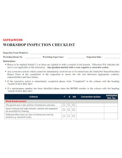 FREE 10+ Workshop Inspection Checklist Samples [ Safety, Self, Automotive ]