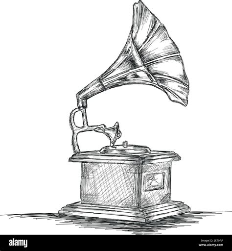 Gramophone Vector Illustration Sketch Antique Music Player Stock