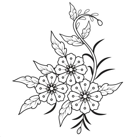 Set Of Different Flower Line On White Background Flowers Drawing With