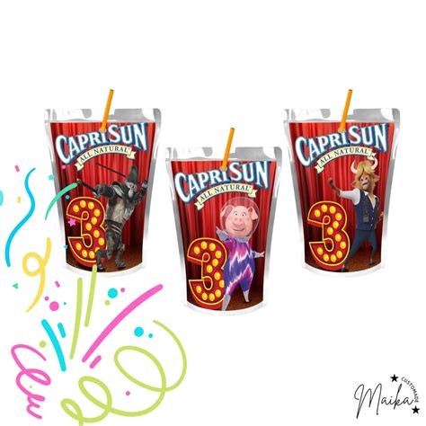 Sing 2 8 Caprisun Design Chip Bag And Water Bottle Label Etsy