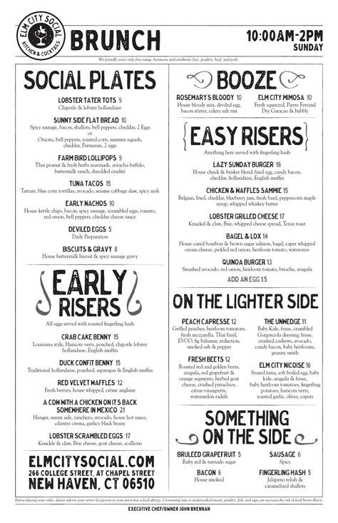 Elmcity menu brunch by Elm City Social - Issuu