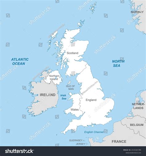 Political Map United Kingdom Borders Borders Stock Vector (Royalty Free) 2115321785 | Shutterstock