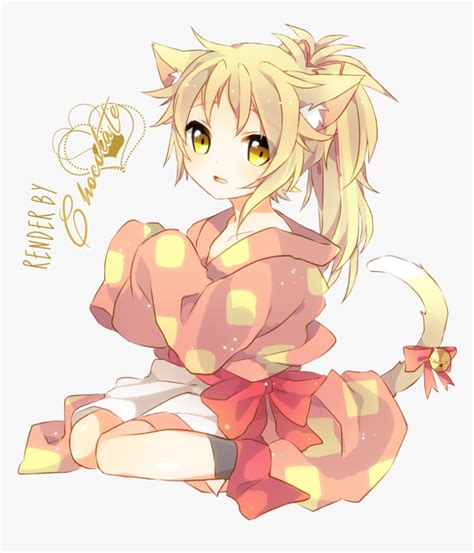 Ecchi Drawing Neko - Blonde Cat Anime Girl, HD Png Download ...