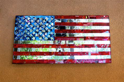 Stained Glass Mosaic American Flag Outdoor Or Indoor