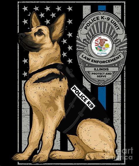 K9 Unit Flag Illinois Copy Digital Art By Studio Metzger Fine Art America