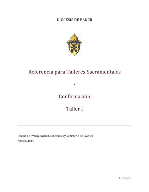 Pdf Referencia Para Talleres Sacramentales Confirmaci N Taller