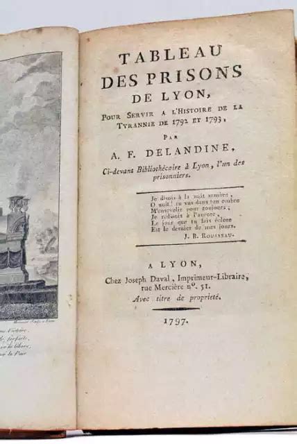 Livre Ancien Delandine Tableau Des Prisons De Lyon Tyrannie Lyon