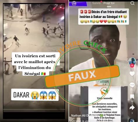 Faux aucun étudiant ivoirien nest décédé à Dakar après la rencontre