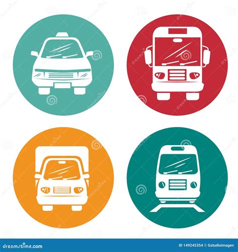 Means Of Transport Icons Stock Illustration Illustration Of Railroad