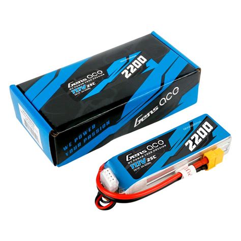 Gens Ace 2200mAh 11 1V 3S 25C Lipo Battery Pack With XT60 Connector