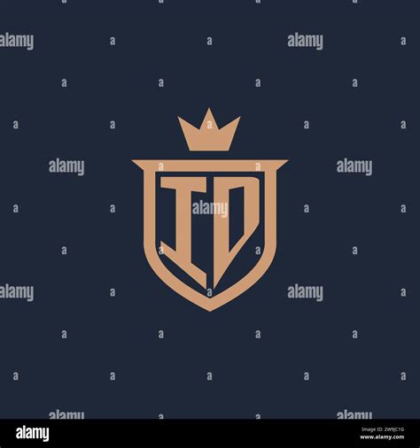 ID Monogram Initial Logo With Shield And Crown Style Design Ideas Stock