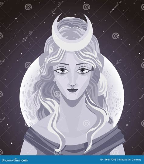 Selene Luna Greek Mythology Goddess Of The Moon Stock Vector