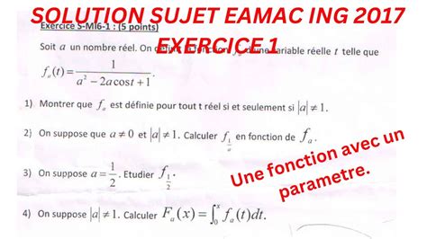 Solution Du Probleme 1 Au Concours EAMAC 2017 Niveau Ingenieur YouTube