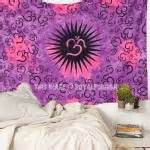 Purple Yoga Meditation Om Tapestry Tie Dye Aum Wall Tapestry Bedding