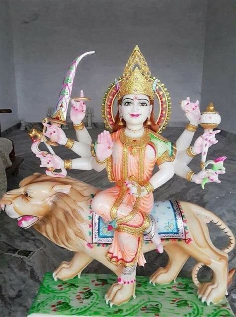 White Painted Marble Durga Mata Statue For Worship Size 3 15feet At