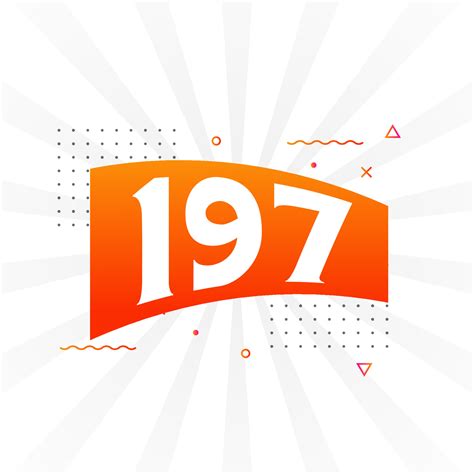 197 number vector font alphabet. Number 197 with decorative element ...