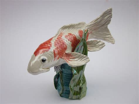 Hand Made Koi Fish Sculpture Ceramic Koi Fish Ceramic By Koijoy