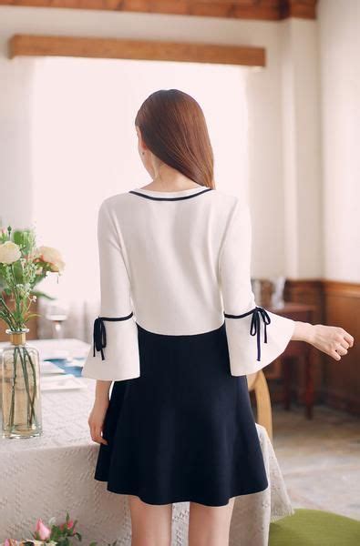 Korean Fashion Round Neck Collar Knit Slim Dress Korean Fashion Fashion Dresses