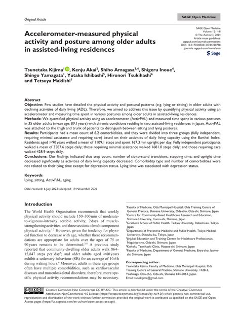 Pdf Accelerometer Measured Physical Activity And Posture Among Older