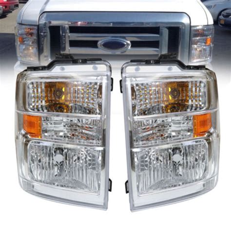 For 2008 2014 Ford E150 E250 E350 E450 Econoline Van Headlights Headlamps Lhrh Ebay