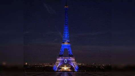 Eiffel Tower In Paris Lit Up To Show Frances Support To Israel Amid