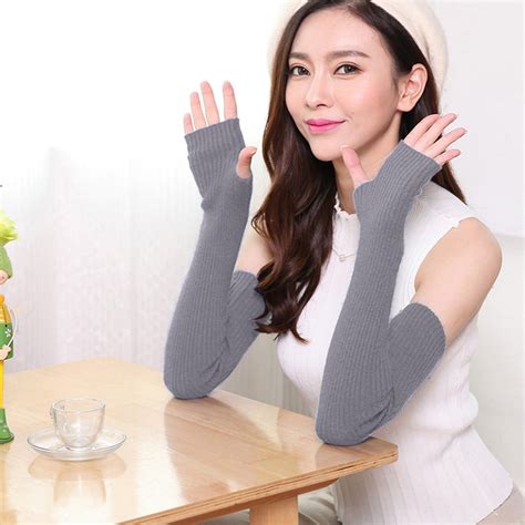 Alitao Fingerless Gloves Arm Sleeves Warmer Mitten Hole Arm With Thumb