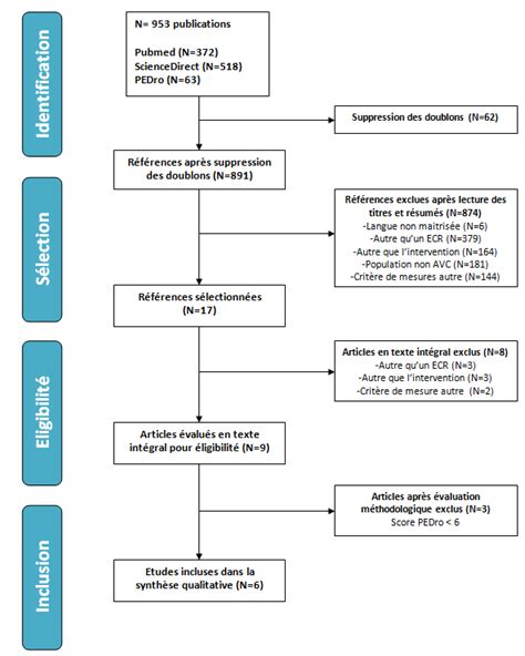Processus de sélection des articles inclus pour la revue de la