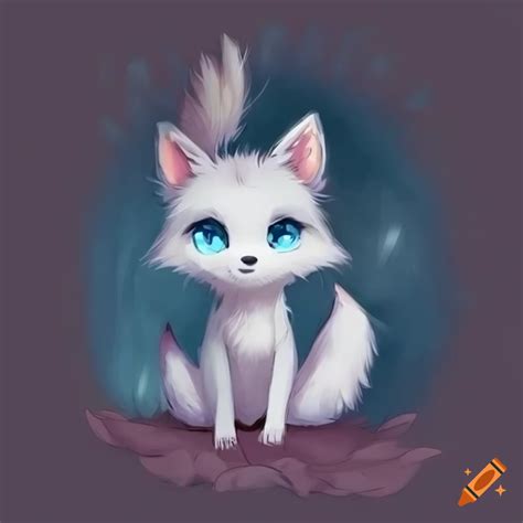 Cute White Anime Fox With Blue Eyes On Craiyon