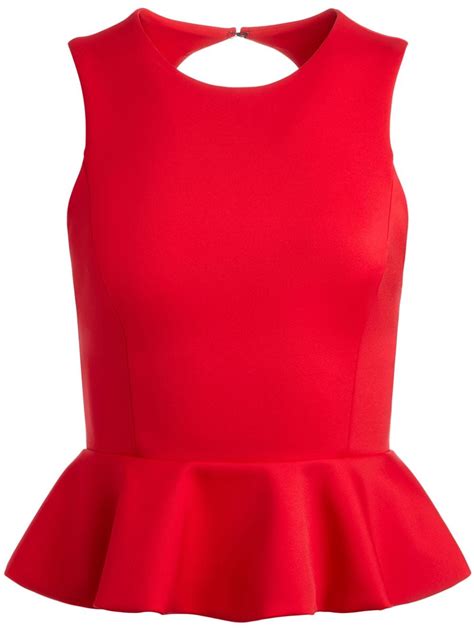 Alice Olivia Poppy Crew Neck Peplum Top Red Farfetch Uk