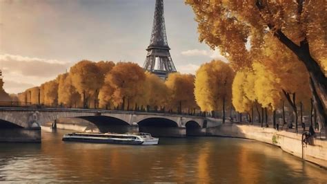 Premium Photo Seine In Paris With Eiffel Tower In Autumn Season