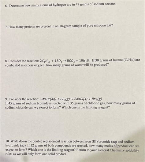 Solved 6 Determine How Many Atoms Of Hydrogen Are In 47 Chegg